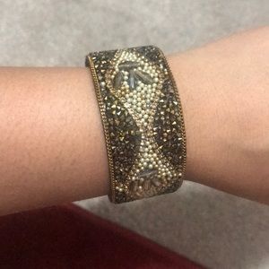 3/$20 🌟 brown & gold beaded faux leather bracelet